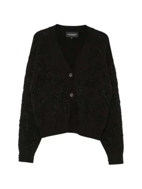 Cynthia Rowley Paloma bead-embellished floral cardigan Black 25S1ST10KN