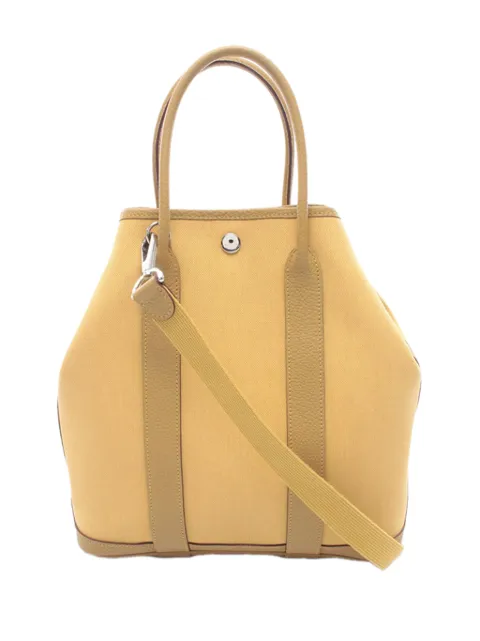 Hermès Pre-Owned 2020 Toile and Negonda Garden File 28 satchel Yellow BX9RWKD56P5CNN05
