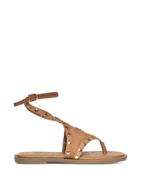 V°73 stud-embellished wrap-around sandals Brown 73CZ9YQ01CAMJOLEFLATCUOIO