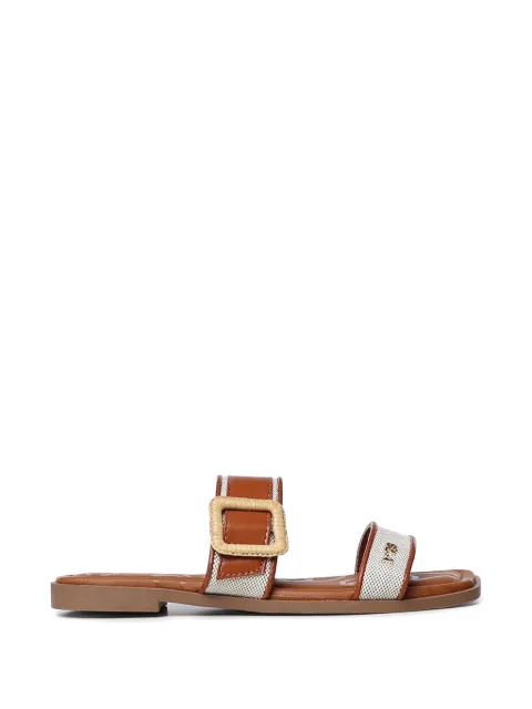 V°73 buckle-detail logo-plaque sandals Brown 73SC9XW01CASSIEFLATNATURALECUOIO