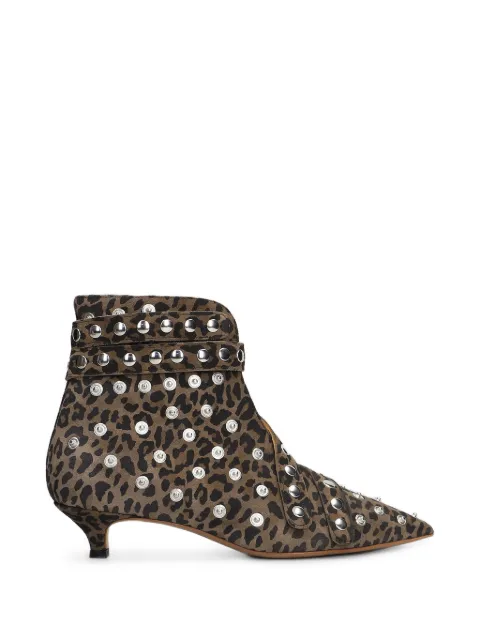 ALCHIMIA leopard-print studded ankle boots Brown ARISS2631