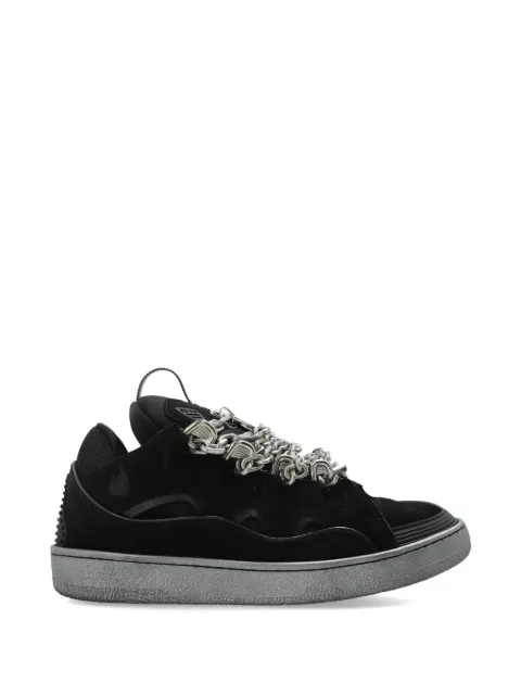 Lanvin Curb chain-embellished leather sneakers Black NA
