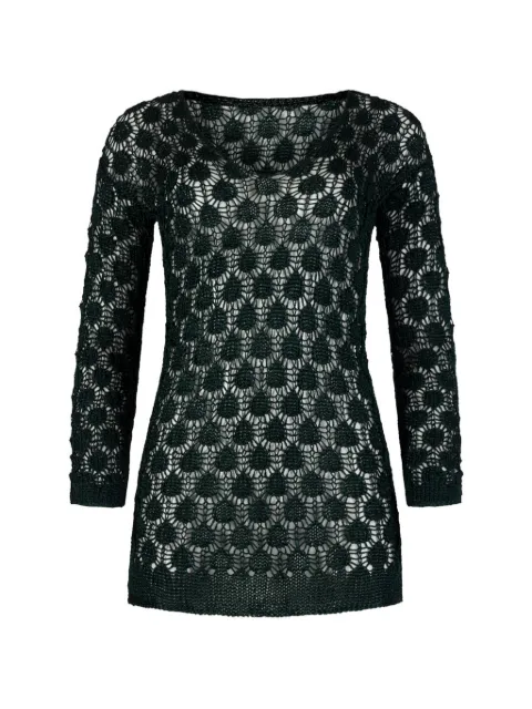 PARAMIDONNA long-sleeved crocheted dress Green SS26MDM