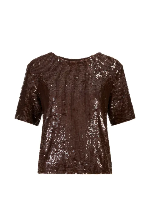 P.A.R.O.S.H. sequin-embellished short-sleeve T-shirt Brown GONG2D311705