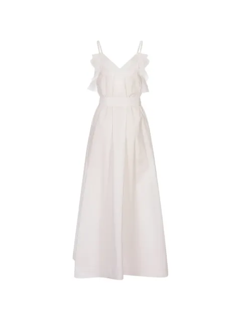 P.A.R.O.S.H. ruffled-trim belted maxi dress White CANYOX26D726162