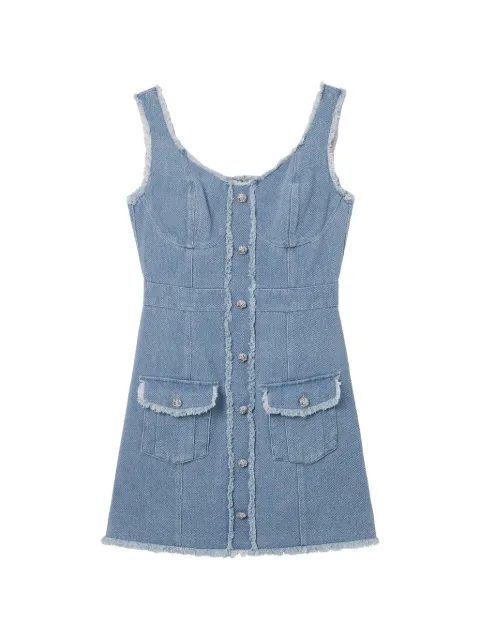 b+ab frayed-edge button-up mini dress Blue 6S148AS