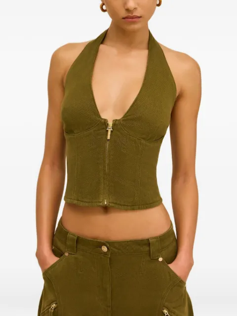 Cult Gaia zip halter top Green TP32675CO3182
