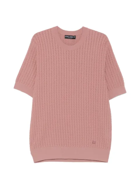 Dolce & Gabbana cable-knit short-sleeve sweater Pink GXX03ZJBCI7