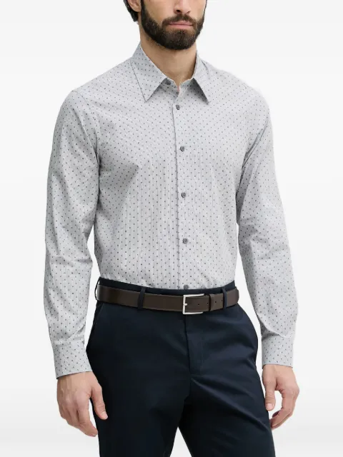 Armani Exchange micro-pattern long-sleeve shirt Grey XM002811AF24739