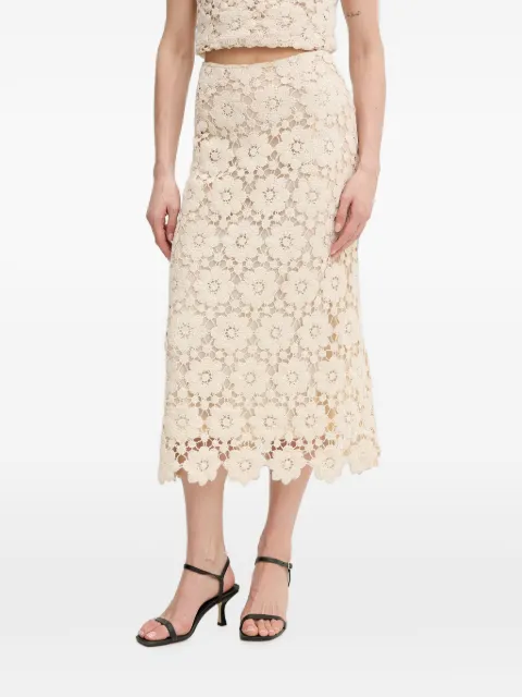 Bardot Veneta crochet floral-pattern midi skirt Neutrals 60402SB