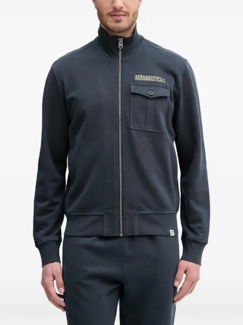Aeronautica Militare zip-up logo-patch sweater Blue TF0116UF00676
