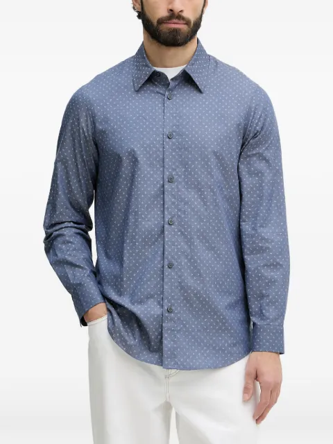 Armani Exchange logo-print long-sleeve shirt Blue XM002739AF24681