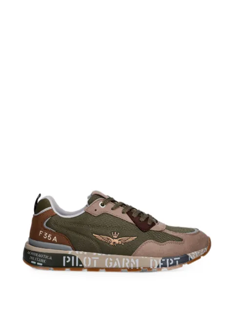 Aeronautica Militare logo-embroidered panelled sneakers Green 261SC0276UCT04327