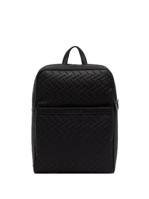 Armani Exchange embossed-logo grained-effect backpack Black XM002596AF22652