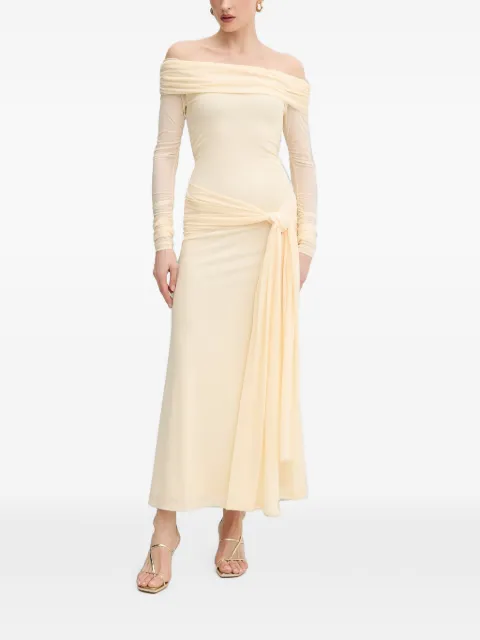 Bardot Selina off-shoulder ruched-detail maxi dress Neutrals 60387DB