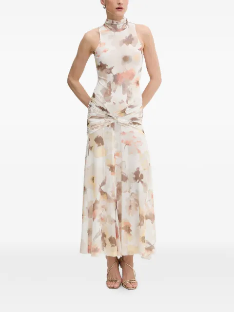 Bardot Leanna floral-print ruched-waist dress White 60373DB1