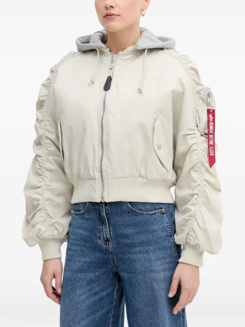 Alpha Industries ruched-sleeve hooded jacket White 266000