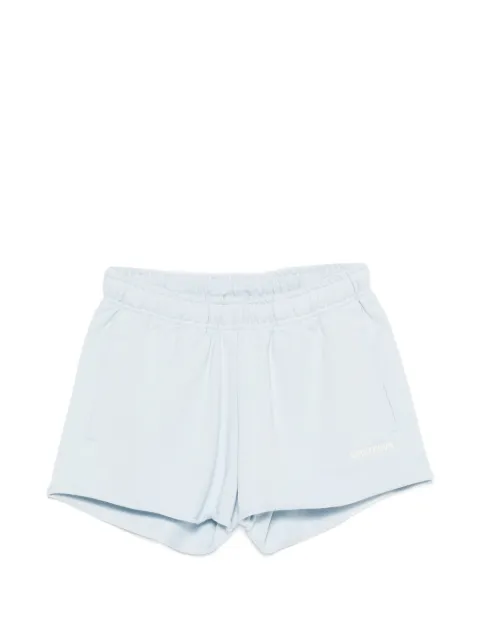 WRSTBHVR Itia logo-embroidered raw-edge shorts Blue W9026TT3444