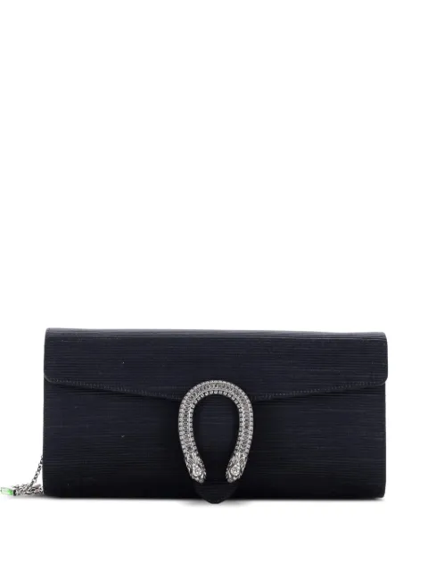 Gucci Pre-Owned Dionysus Chain Clutch Ribbed Satin with Crystals Long shoulder bag Black WDJ5IWUMORCOPBVO