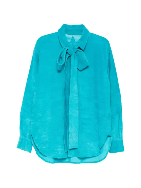 A LEATHER Ribbon shirt White ADS2604