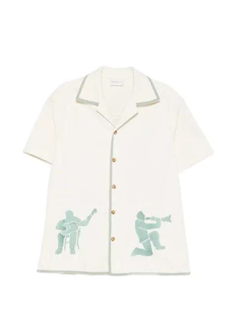 Drôle De Monsieur embroidered shirt Neutrals KSH229CO215OW