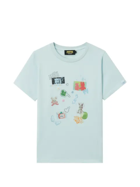 Mini Cream graphic-print T-shirt Blue 6SM626A