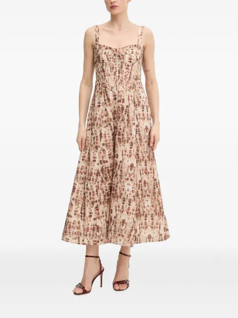 Bardot Lilah abstract-print corset-style midi dress Neutrals 59825DB6
