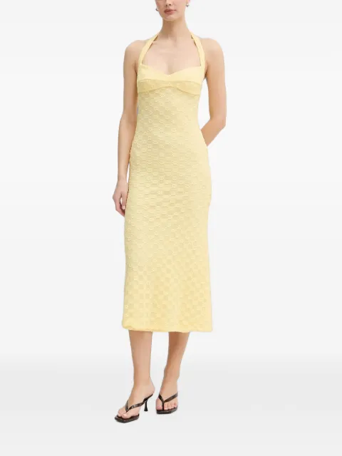 Bardot Mariko floral-lace halterneck midi dress Yellow 60397DB