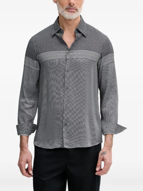 Armani Exchange geometric-pattern long-sleeve shirt Grey XM002320AF13235