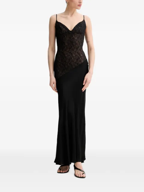 Bardot Aralia lace-panelled spaghetti-strap maxi dress Black 60139DB
