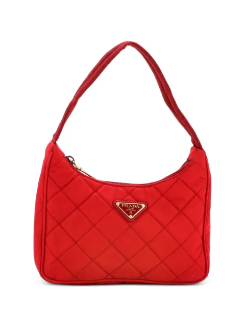 Prada Pre-Owned Quilted Tessuto Mini hobo bag Red 73AYY8V6PSV9IDEB