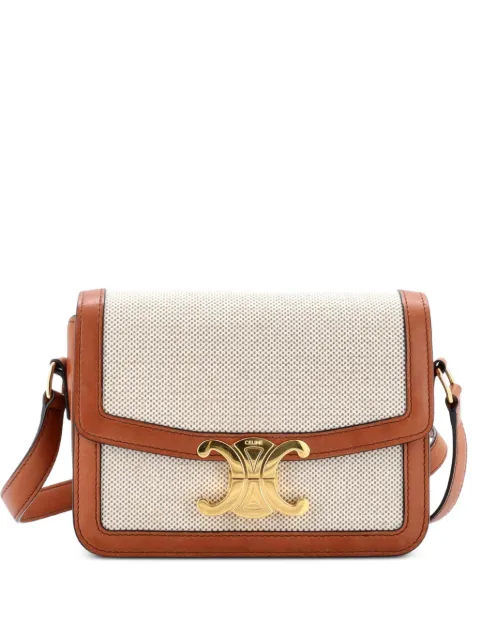 Celine Pre-Owned Triomphe Shoulder Bag Canvas with Leather Teen crossbody bag Neutrals HGDRVJUFGY3NTC7F