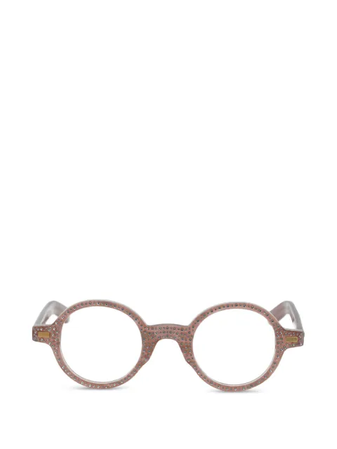 VALENTINO GARAVANI EYEWEAR crystal-embellished round-frame glasses Pink VLX185E