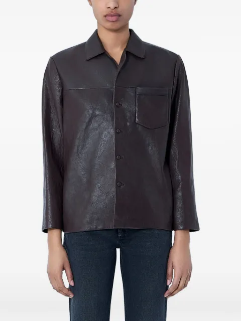 Saint Laurent textured button-down leather jacket Brown 860703YCNF2