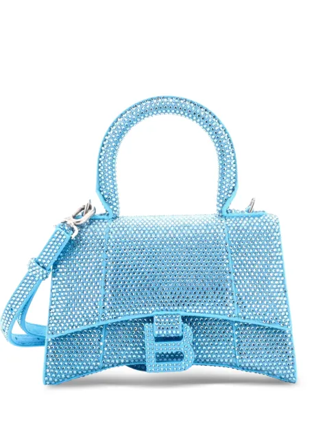 Balenciaga Pre-Owned Hourglass Top Handle Bag Suede with Crystals XS crossbody bag Blue H8FLRN0I5WB7QLU1