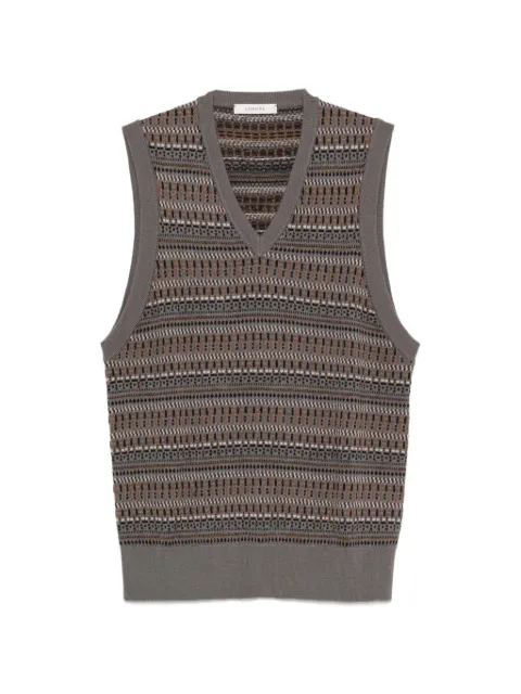 LEMAIRE V-neck jacquard-knit vest Grey PO0063LK1074