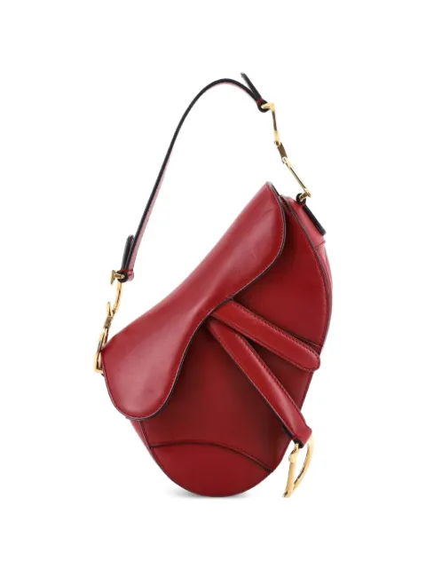 Christian Dior Pre-Owned Saddle Handbag Leather Mini shoulder bag Red PQ7JH9W7JZOTAQ45