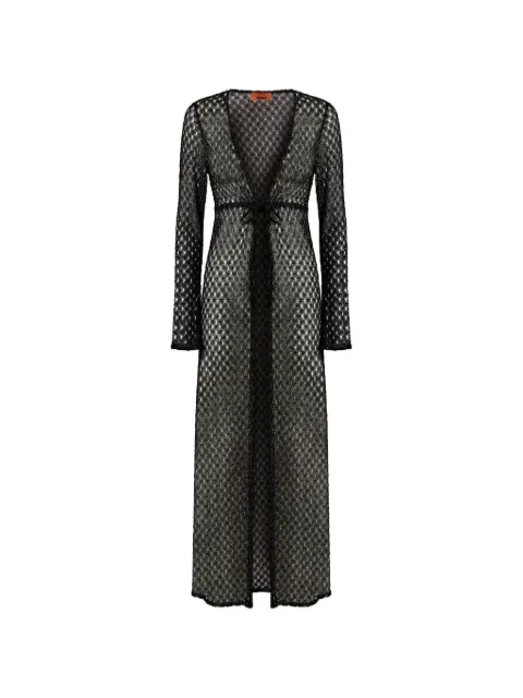 Missoni long cardigan in lamé viscose with spiderweb motif Black MS26SQ0SBR014D