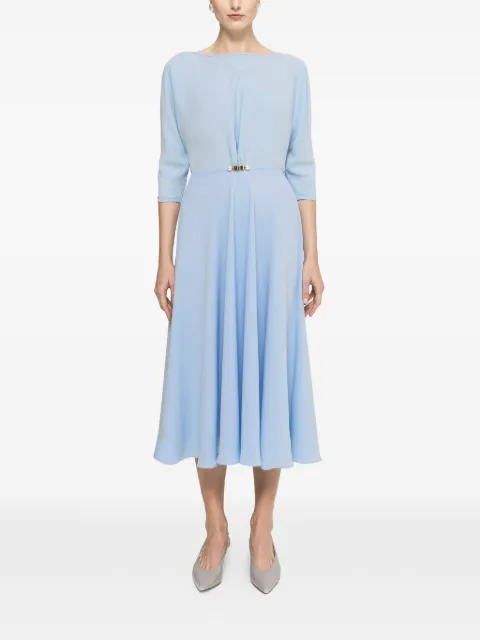 NISSA pearl-detail crepe midi dress Blue RC16613BLUE