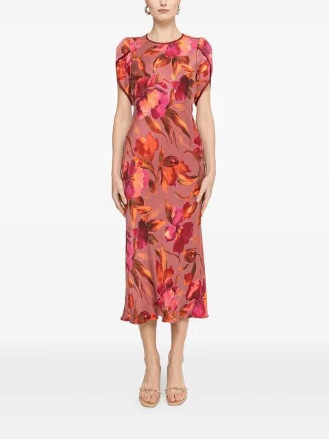 NISSA printed cupro midi dress Pink RZ16619PRINT