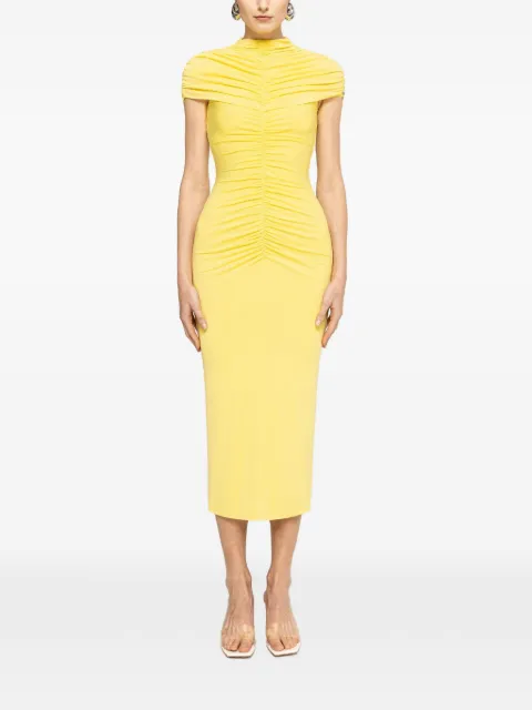 NISSA ruched midi dress Yellow RS16583YELLOW