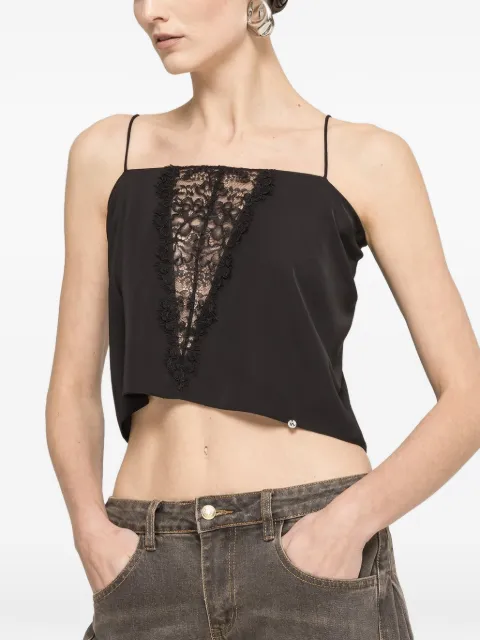 NISSA lace-insert crop top Black TOP16554