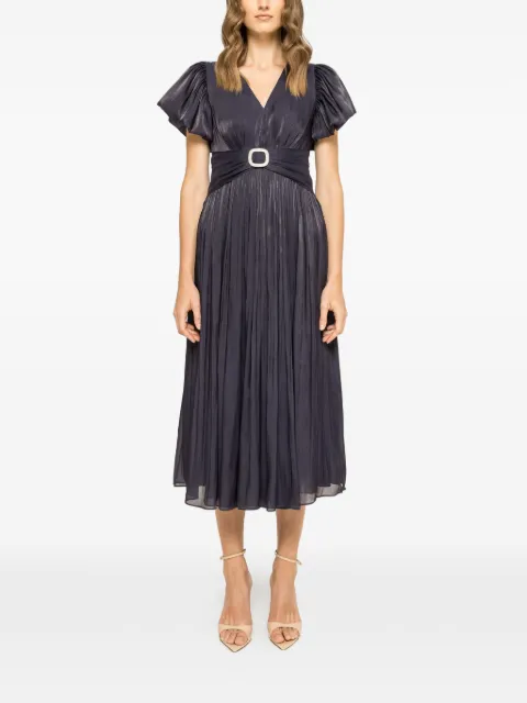 NISSA crystal pleated midi dress Blue RS16029NAVY