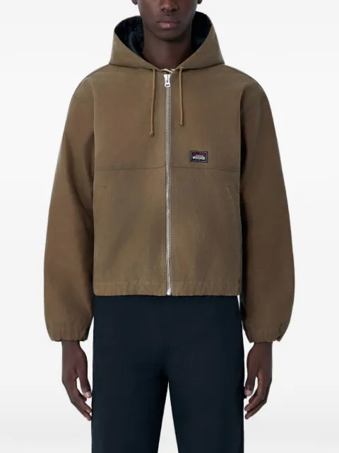 Stüssy logo-appliqué hooded jacket Brown 115859