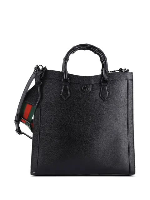 Gucci Pre-Owned Diana NM Bamboo Handle Leather Large tote bag Black ZHB1E4WJXJLOD2FX