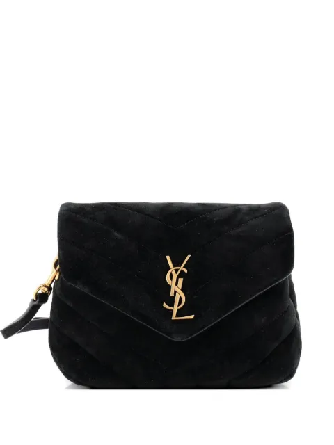 Saint Laurent Pre-Owned Loulou Shoulder Bag Matelasse Chevron Suede Toy crossbody bag Black Z9MH4KT3MQPO3KZ3