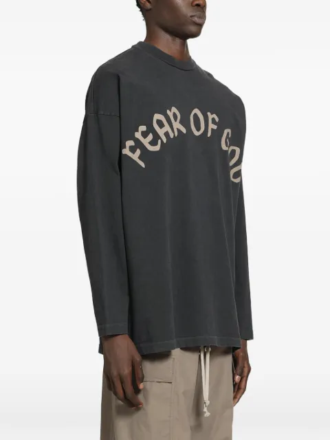 Fear Of God logo-print long-sleeved T-shirt Black FG9M109955HWJ
