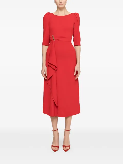 NISSA pearl-detail midi dress Red RC16618RED