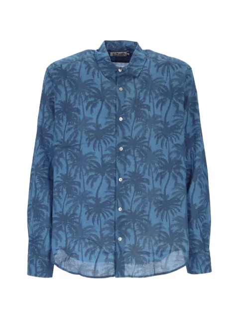 MC2 Saint Barth palm-tree-print long-sleeve shirt Blue SIKELIA01192L