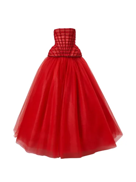 Carolina Herrera crystal-embroidered strapless gown Red S2611E708NTU